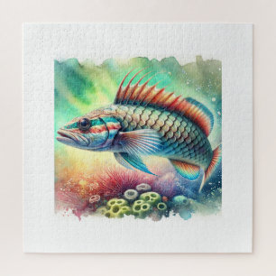 Escamudo fish painting 201024AREF128 - Watercolor Jigsaw Puzzle