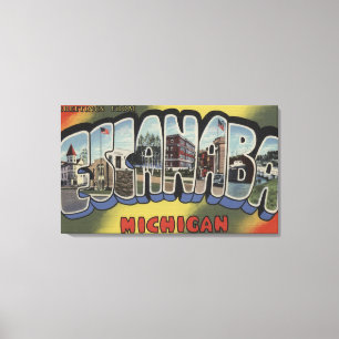 Escanaba, Michigan - Large Letter Scenes Canvas Print