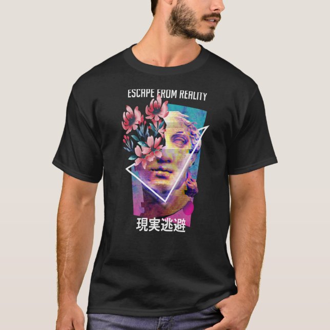 Escape From Reality Vaporwave Aesthetic Japanese E T-Shirt (Front)