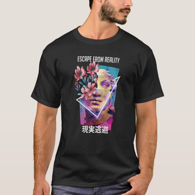 Escape From Reality Vaporwave Aesthetic Japanese E T-Shirt (Front)