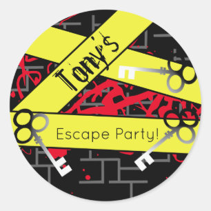 Escape Party Birthday Maze Keys Mystery Mix Classic Round Sticker