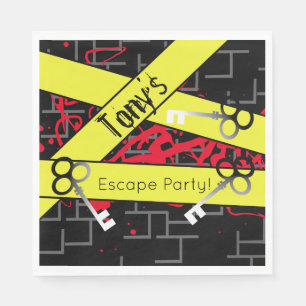 Escape Party Birthday Maze Keys Mystery Mix Napkin