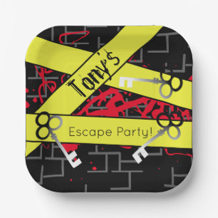Escape Party Birthday Maze Keys Mystery Mix Paper Plate
