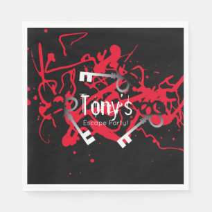 Escape Party Birthday Maze Keys Mystery Napkin