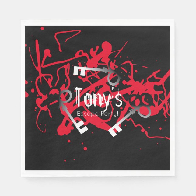 Escape Party Birthday Maze Keys Mystery Napkin (Front)