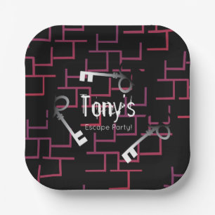 Escape Party Birthday Maze Keys Paper Plate