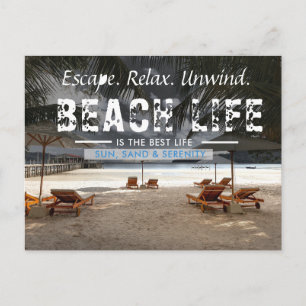 Escape. Relax. Unwind. Beach Life Tropical Paradis Holiday Postcard