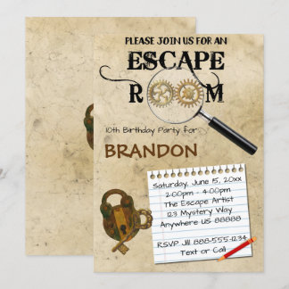 Escape Room Birthday Invitation