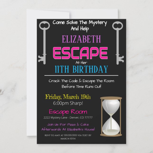Escape Room Birthday Invitation (Front)