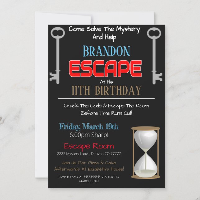 Escape Room Birthday Invitation (Front)