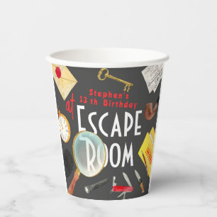 Escape room birthday paper cups
