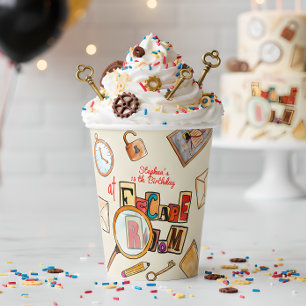 Escape room birthday paper cups