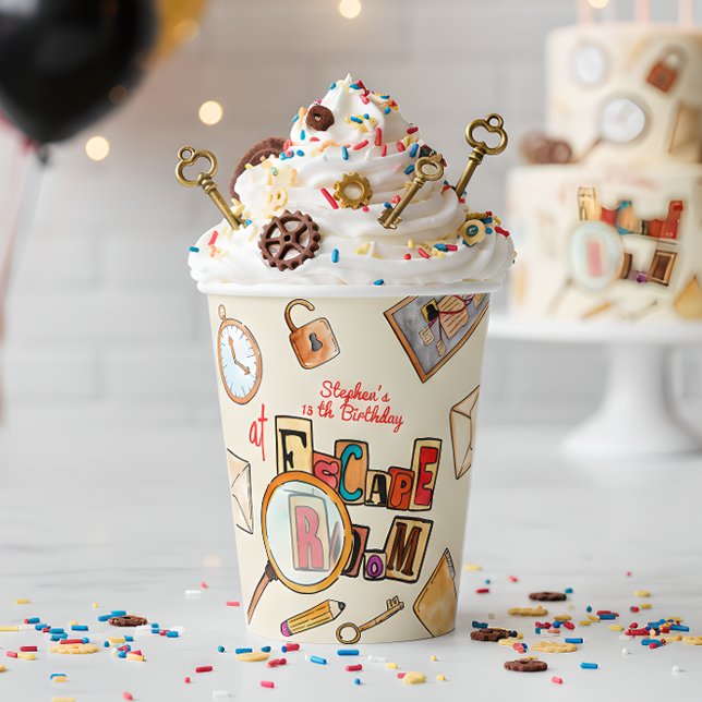 Escape room birthday paper cups (Creator Uploaded)