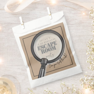 Escape room birthday party favour bags