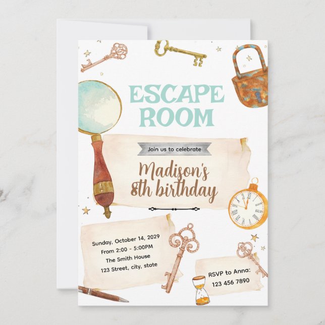 Escape room birthday Party Invitation (Front)