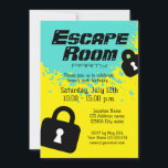 Escape Room Birthday party invitation template<br><div class="desc">Escape Room Birthday party invitation template. Cool invites with paint splatter and padlocks. Personalise with your own text. Fun activity for kids and adults.</div>