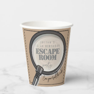 Escape room birthday party paper cups