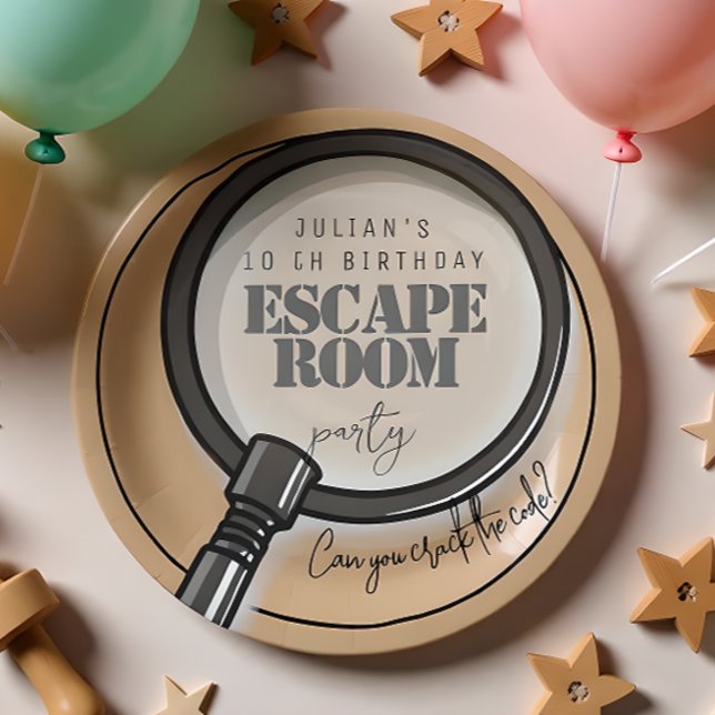 Escape room birthday party paper plate (Creator Uploaded)