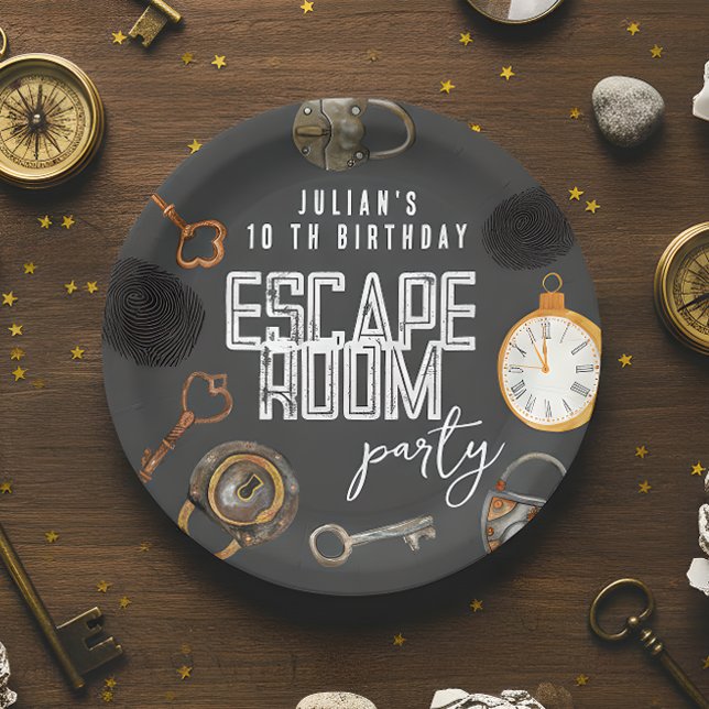 Escape room birthday party paper plate (Creator Uploaded)