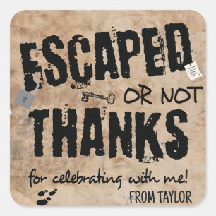 Escape Room Birthday Party Thank You Square Sticker