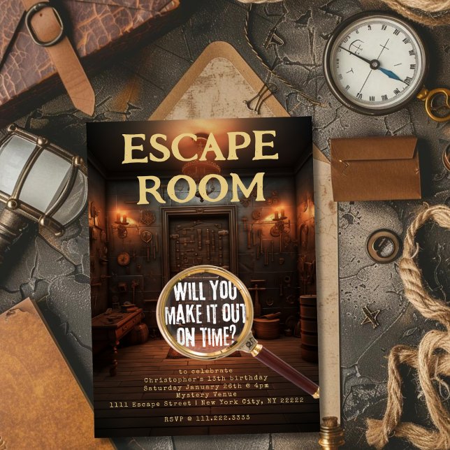 Escape Room Games Birthday Party Invitation (Escape Room Games Birthday Party Invitation)