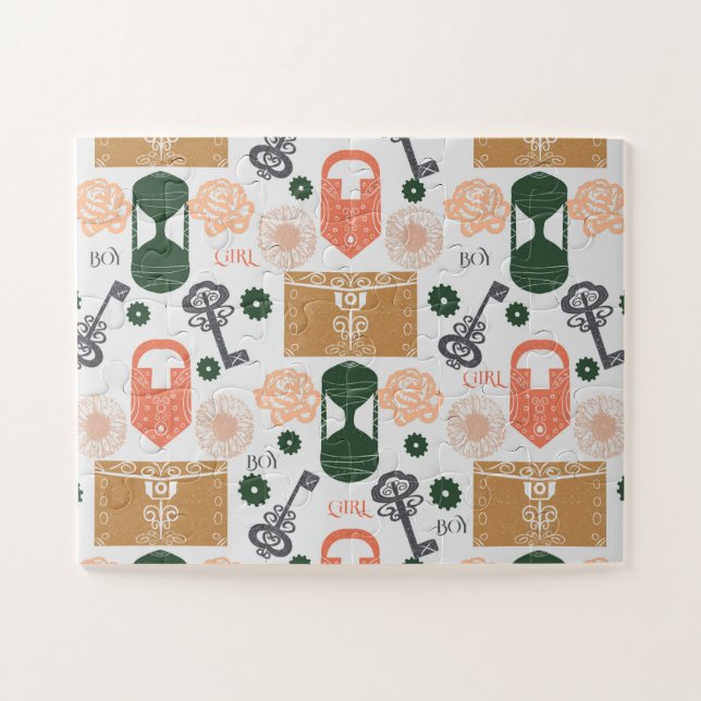 Escape Room Gender Reveal Baby Shower Game Jigsaw Puzzle (Horizontal)