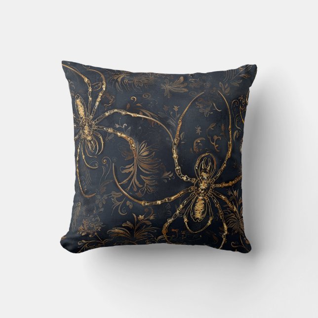 Escape Room Interior Decor Gold Spider Dark Cushion (Front)