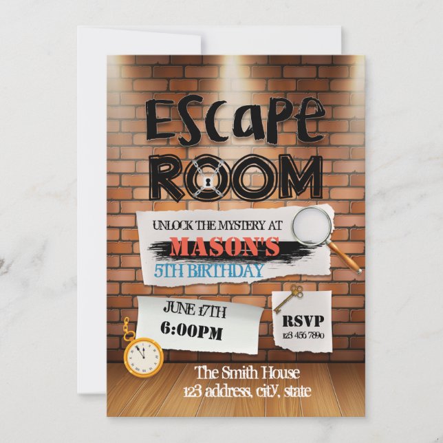 Escape Room invitation (Front)