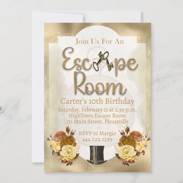 Escape Room Mystery Birthday Invitation Kids Teen (Front)
