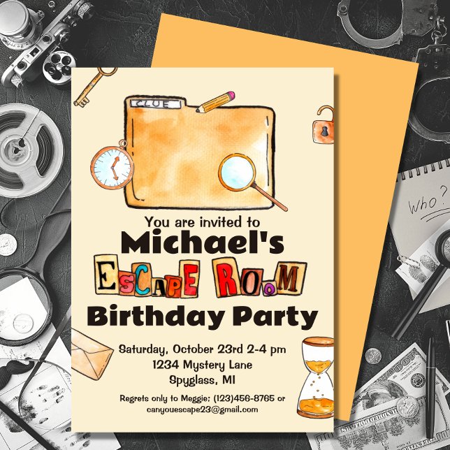 Escape Room Spy Mystery Birthday Invitation (Creator Uploaded)