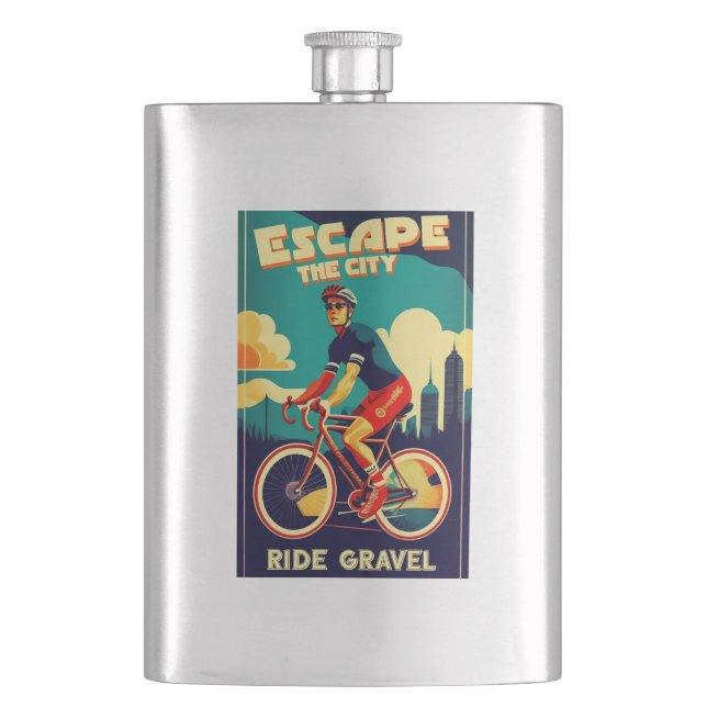 Escape The City Ride Gravel Cycling Hip Flask (Front)