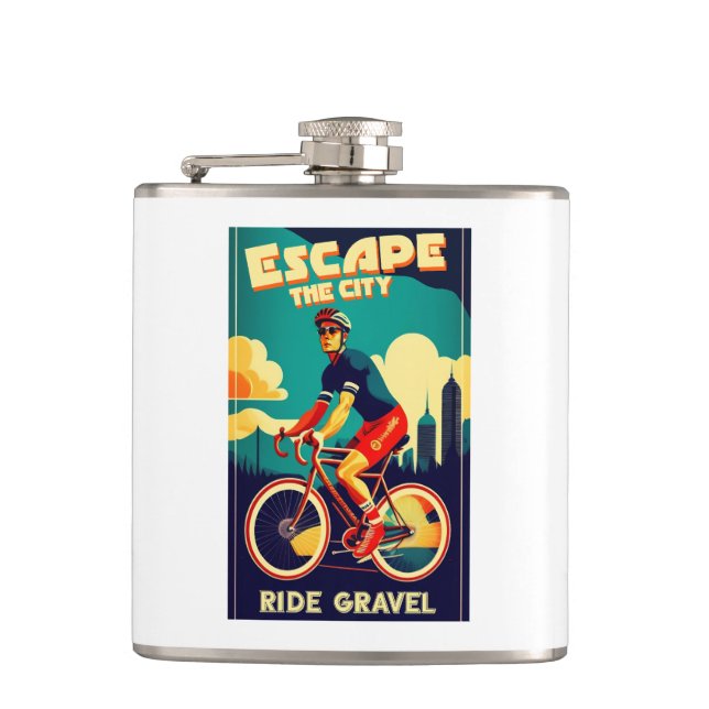 Escape The City Ride Gravel Cycling Hip Flask (Front)