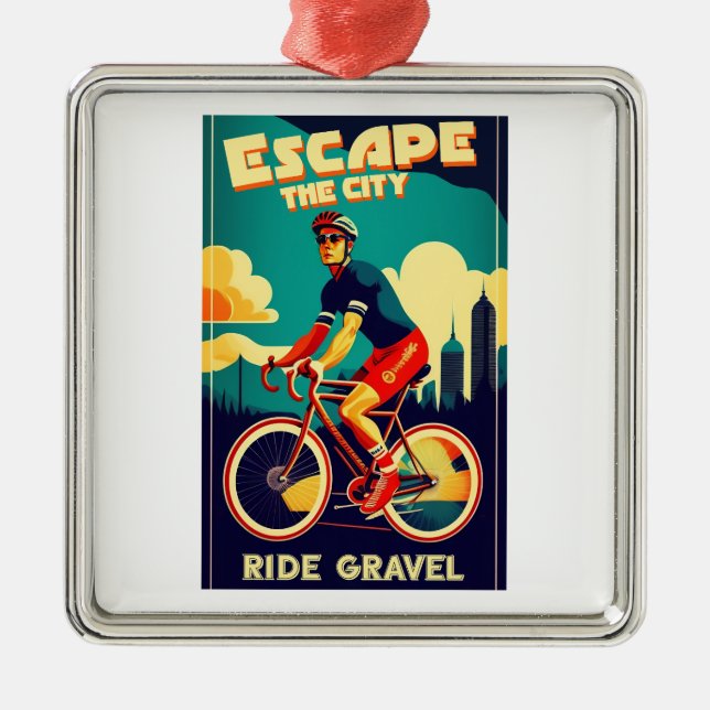 Escape The City Ride Gravel Cycling Metal Tree Decoration (Front)