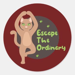 Escape the ordinary Kawaii cute cat doing yoga Classic Round Sticker