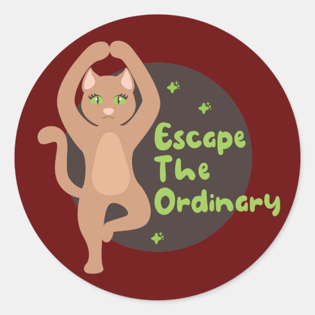Escape the ordinary Kawaii cute cat doing yoga Classic Round Sticker (Front)