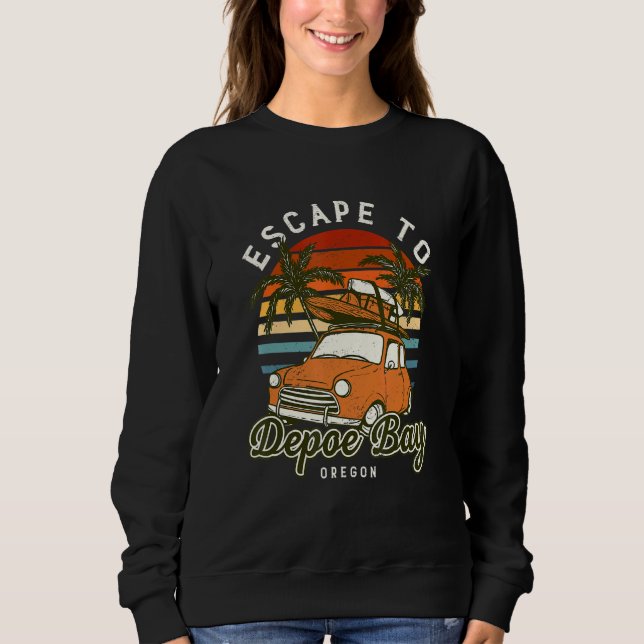 Escape To Depoe Bay Beach Oregon Ocean Or Summer V Sweatshirt (Front)