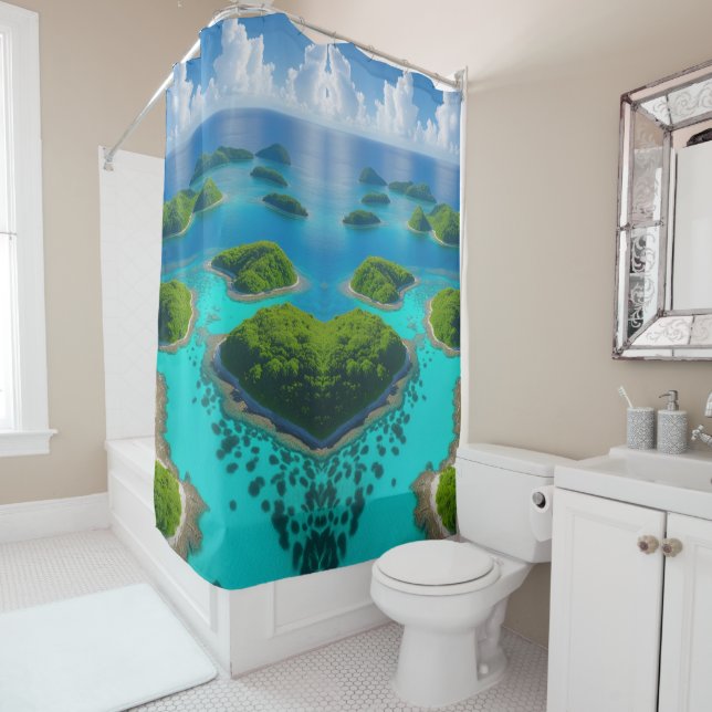 "Escape to Paradise – Ocean View  Shower Curtain (In Situ)