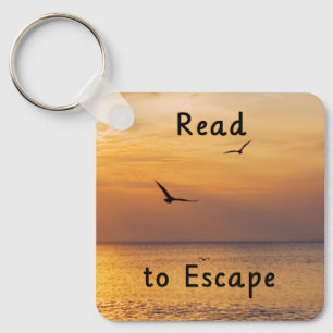 Escape to Read Keychain   Book Lover Reading Quote
