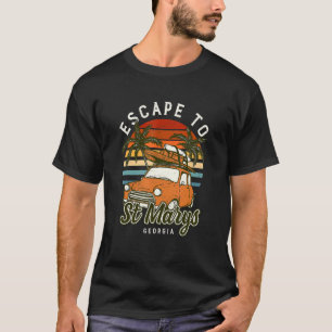 Escape To St Marys Beach Georgia Ocean Ga Summer V T-Shirt