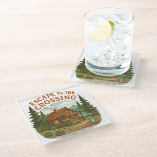 ESCAPE TO THE CROSSING Maggie Sullivan Cosy Cabin Glass Coaster