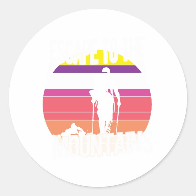 Escape to the Mountains  Classic Round Sticker (Front)