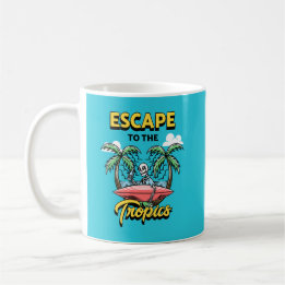 Escape to the Tropics Skeleton Surf Coffee Mug