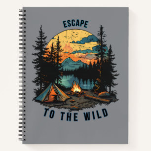 Escape To The Wild Vintage Camping Sunset Notebook