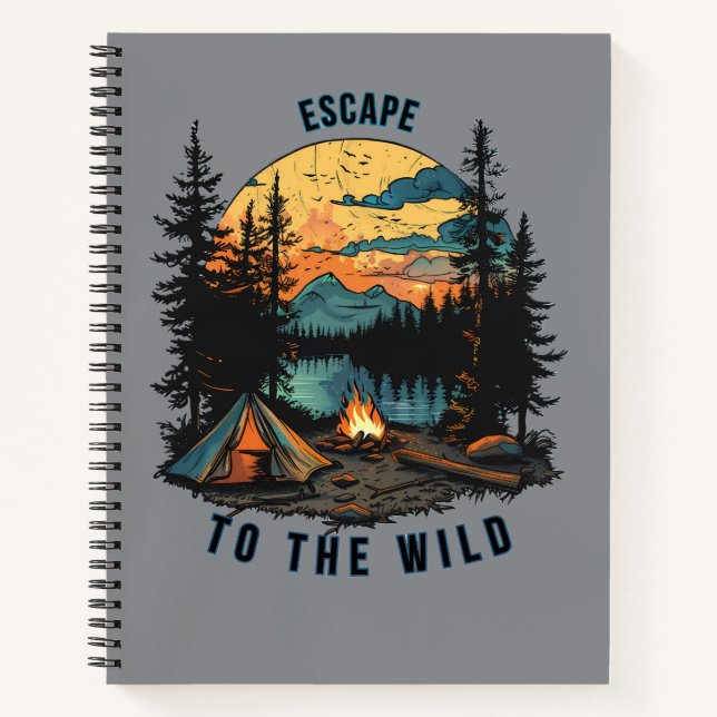 Escape To The Wild Vintage Camping Sunset Notebook (Front)