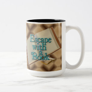 Escape With A Book Brown Diamond Background Mug