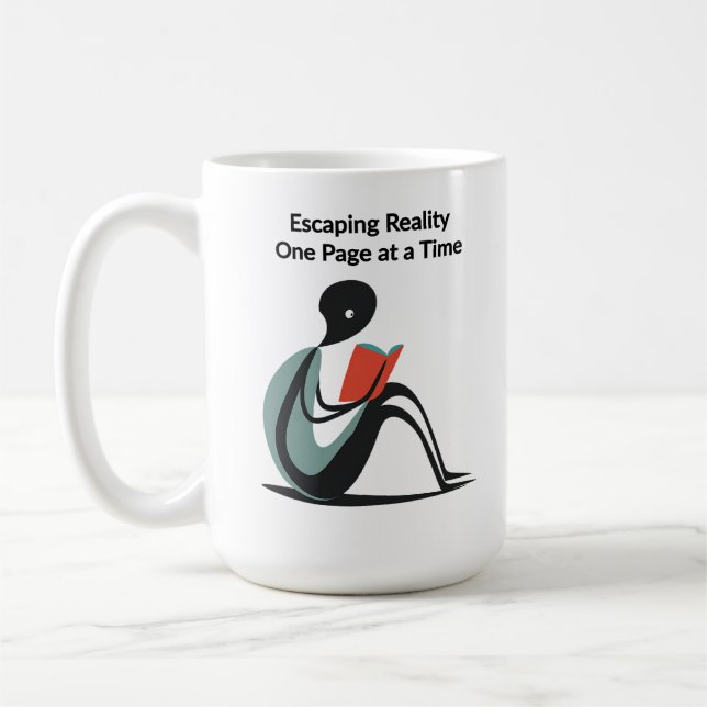 "Escaping Reality, One Page at a Time" book hobby Coffee Mug (Left)