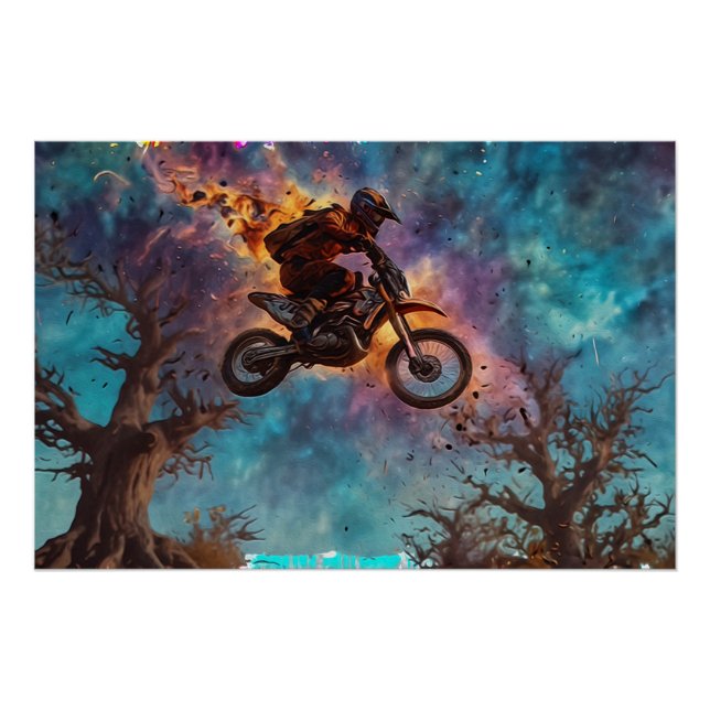 Escaping The Fire - Dirt-bike Rider Poster (Front)