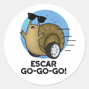 Escar-go-go-go Cute French Snail Pun Classic Round Sticker