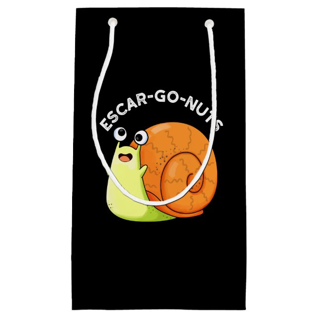 Escar-go Nuts Funny Escargot Snail Pun Dark BG Small Gift Bag (Front)