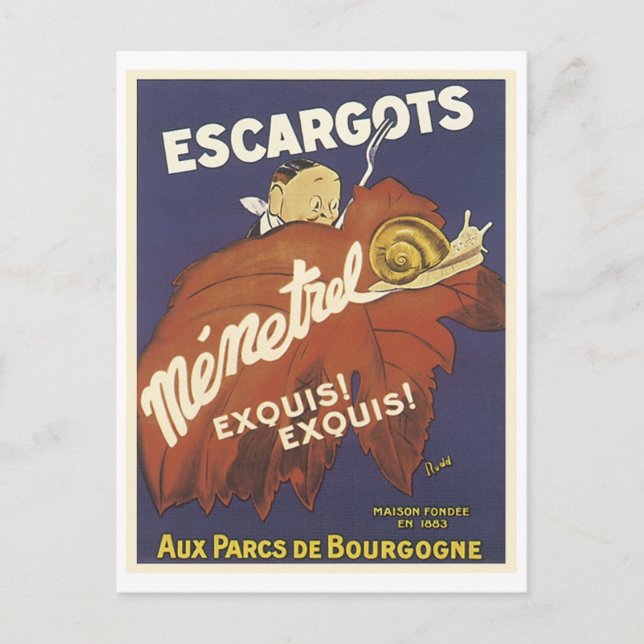 Escargot Mementrel Vintage Ad Postcard (Front)